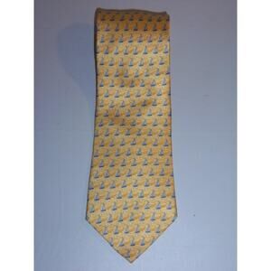 Tommy Hilfiger Sailboat Tie 100% Silk Italy Yellow Blue -0315T14